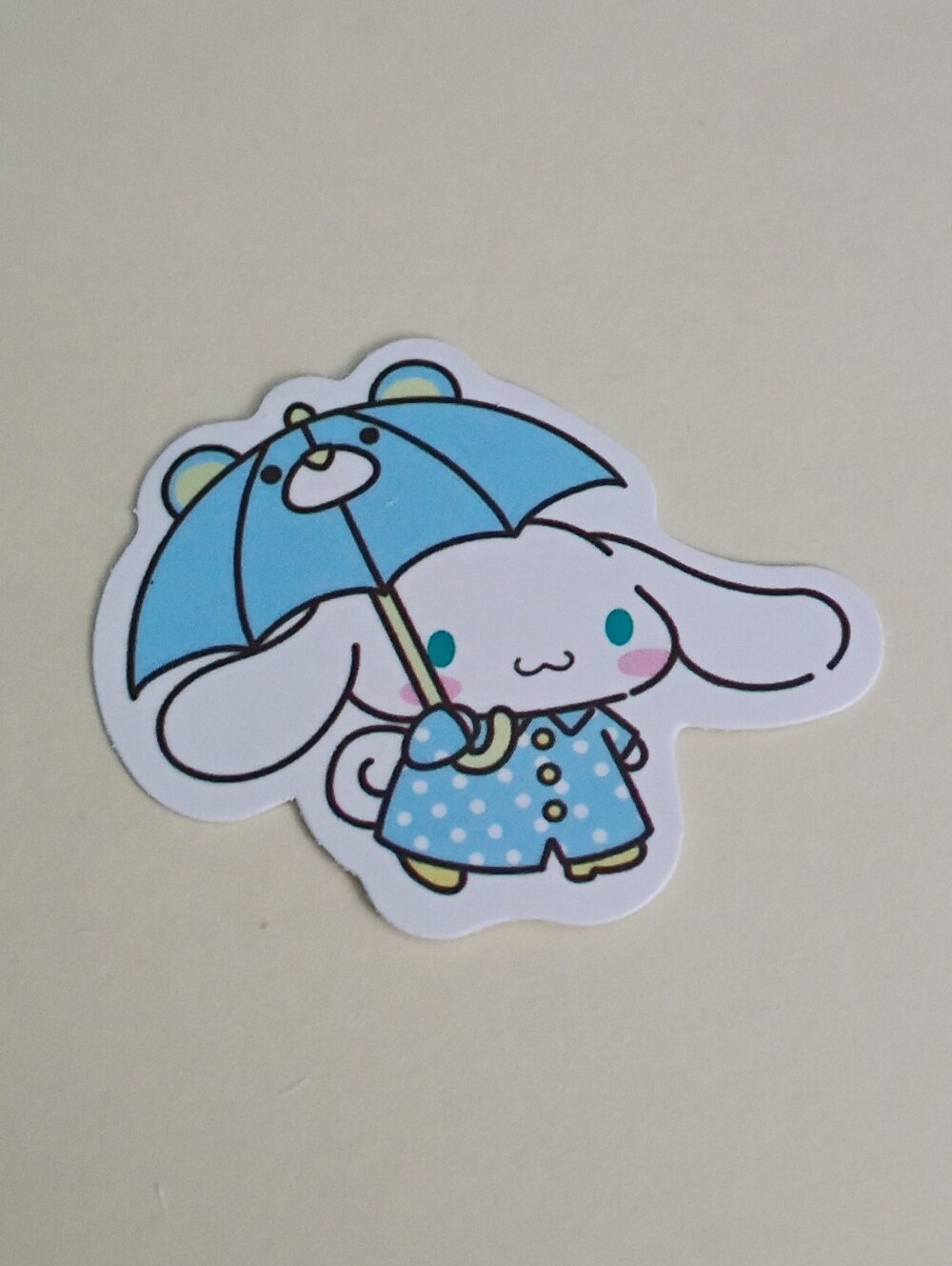 10/$10 Stickers - Cinnamoroll Blue Umbrella In Blue Polka Dot Raincoat Sanrio